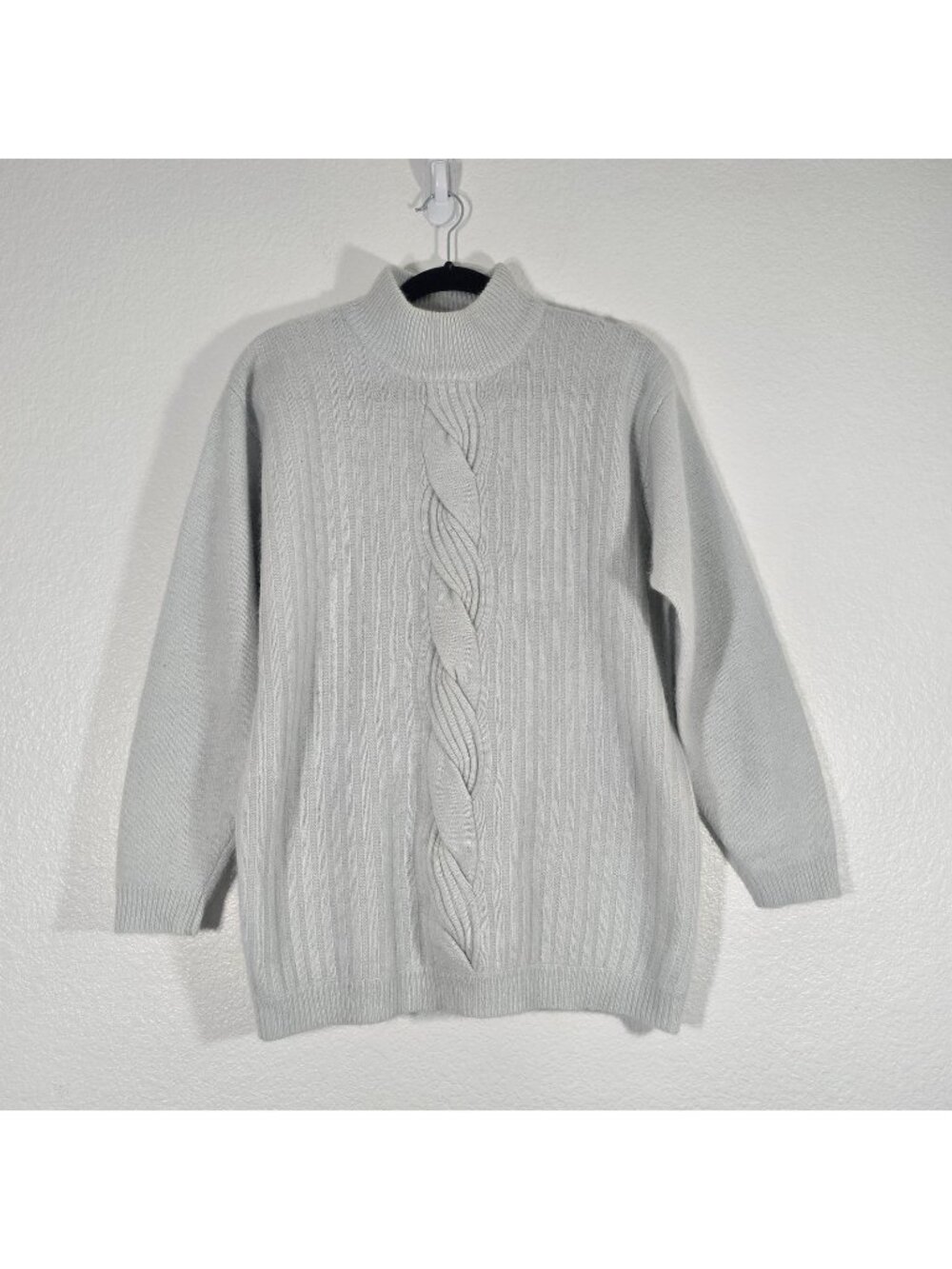 Hasting & Smith Cable Knit Sweater Women Small Lambswool Angora Mock Neck